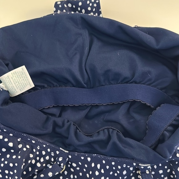 Kona Sol Navy & White Polka Dost Ruffle One Piece Summer Swimsuit Size 14 - Picture 8 of 8